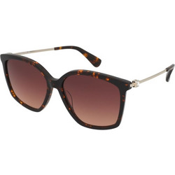 Max Mara MM0055 52F Γυναικεία Γυαλιά Ηλίου Τετράγωνα Κοκάλινα Μεταλλικά Ασημί με Καφέ Degradee Φακό