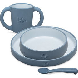 Interbaby Βρεφικό Σετ Φαγητού Grey Blue 4τμχ