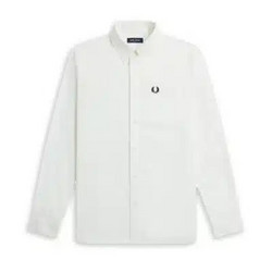 Fred Perry Ανδρικό Πουκάμισο Βαμβακερό Μακρυμάνικο Φαρδιά Γραμμή Λευκό M5650-129