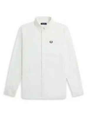 Fred Perry Ανδρικό Πουκάμισο Βαμβακερό Μακρυμάνικο Φαρδιά Γραμμή Λευκό M5650-129