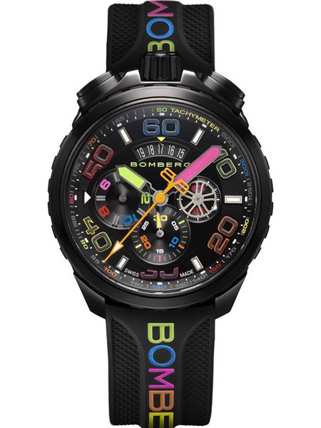 Bomberg BOLT-68 Ανδρικό Ρολόι Χρονογράφος με Μαύρο Καουτσούκ Λουράκι BS45CHPBA.049-6.12
