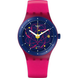 Swatch Original Sistem 51 Γυναικείο Ρολόι Αυτόματο με Φούξια Καουτσούκ Λουράκι SUTR401
