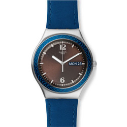 Swatch Djembe Γυναικείο Ρολόι με Μπλε Δερμάτινο Λουράκι YGS774