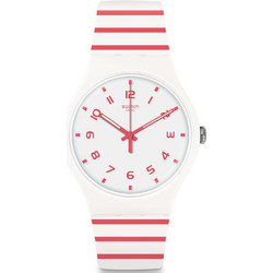 Swatch Γυναικείο Ρολόι με Λευκό Κόκκινο Καουτσούκ Λουράκι SUOW150