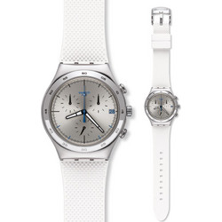 Swatch Travel Chic Ανδρικό Ρολόι Χρονογράφος με Λευκό Καουτσούκ Λουράκι YCS584