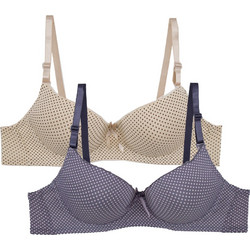 2 Pack SecretComfort σουτιέν Push Up B Cup με μπανέλα πουά μωβ - μπεζ