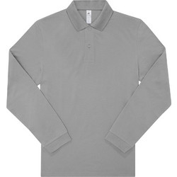 B&C Collection Ανδρική Μπλούζα Polo Μακρυμάνικη Γκρι PU427