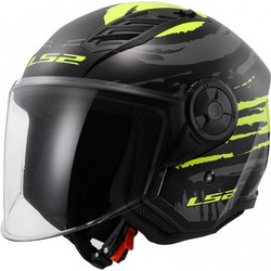 LS2 OF616 Airflow II Brush Black Yellow Κράνος Μηχανής Jet 1500gr