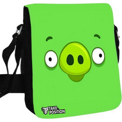 Μεσαίο Τσαντάκι ώμου Unisex Angry Bird Pig, Takeposition 26ύψος x 25πλάτος cm, Μαύρο, 984-4739