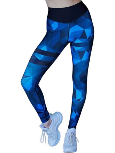 Lismina Blue Crystal Patterned Extra High Waist Γυναικείο Κολάν Ψηλόμεσο Μπλε 960