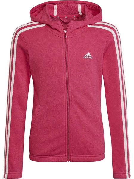 Adidas Essentials 3-Stripes Παιδική Ζακέτα Φούτερ με Κουκούλα και Φερμουάρ Φούξια HM8753