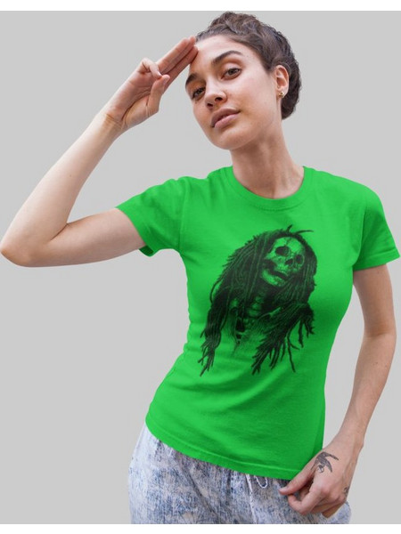 Skull Bob Marley w T-shirt - LIME
