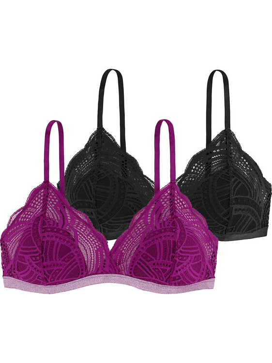 Dorina Stella Bralette Push Up χωρίς Μπανέλα Μαύρο Φούξια FXBR0012LA103-2X0313