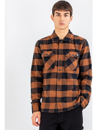 Dickies Sacramento Ανδρικό Πουκάμισο Βαμβακερό Καρό Μακρυμάνικο Φαρδιά Γραμμή Καφέ DΚ0A4XDZ-BD0