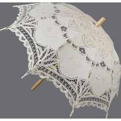 Χειροποίητη ομπρέλα (38cm) μπέζ 6978000004958 silkfashion