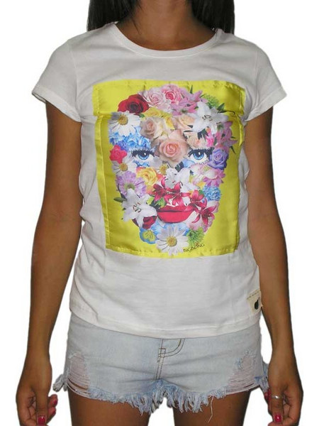 Bigbong γυναικείο t-shirt off white με πατσγουόρκ bb-999