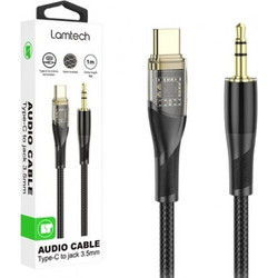 LAMTECH AUDIO CABLE TYPE-C TO 3.5MM JACK BLACK 1M LAM113386