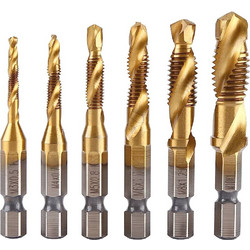 6PC HSS Screw Thread Metric Tap Drill Bit M3-M10 Shank Titanium Tap Κολαούζα μηχανής