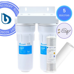 Ecosoft Two Stages 10" Διπλό Φίλτρο Νερού Κάτω Πάγκου 1/2" με Ανταλλακτικό PP-10 & Pure CTOP 2510-05