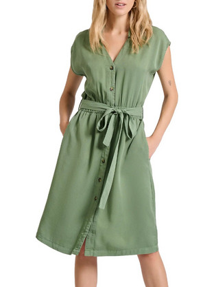 Funky Buddha Midi Καλοκαιρινό Καθημερινό Φόρεμα Σεμιζιέ Πράσινο Mint FBL009-147-13