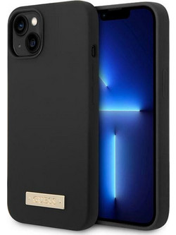 Guess Logo Plate MagSafe Back Cover Black (iPhone 14 Plus)