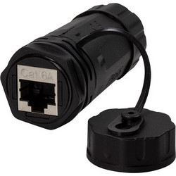 Cat.6A outdoor bulkhead coupler 2 x RJ45, IP68, with cable gland