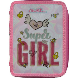Must Super Girl Κασετίνα Γεμάτη με 2 Θήκες Μπλε Ροζ 585095