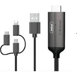 Καλώδιο HDMI σε micro-type C-lighting 2μ. για σύνδεση κινητού ή tablet με την τηλεόραση HD