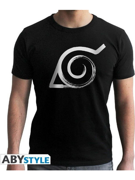 Naruto Shippuden - Tshirt Konoha Man Black - New Fit - Taille : Small (ABYTEX354_S)