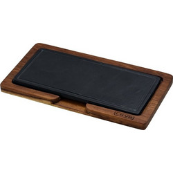 Cast iron ταψί σερβιρίσματος μαύρο με ξύλινη βάση 12x25cm σμάλτο 1 στρώσεως 1 ψήσιμο 1 5kg LAVA c477520