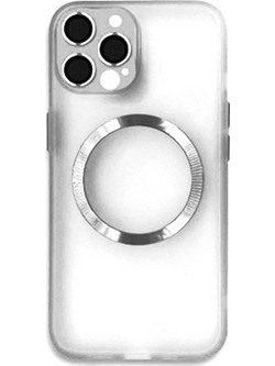 Back Cover Σιλικόνης με MagSafe και Προστασία Κάμερας για iPhone 14 Pro Max Διάφανο Λευκό