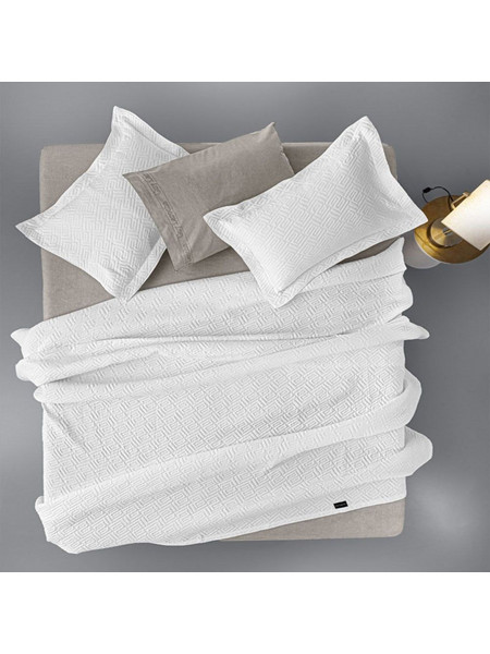 Κουβέρτα Pattern White Guy Laroche Υπέρδιπλo 245x260cm Βαμβάκι-Πολυέστερ