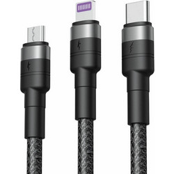 Καλώδιο Φόρτισης XO NBQ191 Braided USB to Lightning / Type-C / micro USB Cable 4A Μαύρο 1.2m