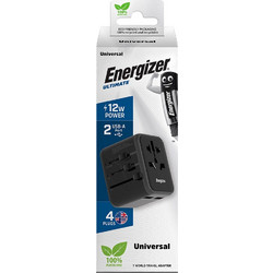 Παγκόσμιος Φορτιστής Ταξιδίου Energizer TA637A USN/CN AU UK EU με 2XUSB-A 12W Μαύρο