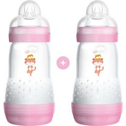 Mam Easy Start Σετ Πλαστικά Μπιμπερό με Θηλή Σιλικόνης κατά των Κολικών 2m+ Cats 2x260ml