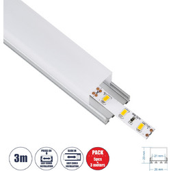 SURFACEPENDANT-PROFILE 70847-3M Προφίλ Αλουμινίου - Βάση & Ψύκτρα Ταινίας LED με Λευκό Γαλακτερό Κάλυμμα - Επιφανειακή & Κρεμαστή Χρήση - Πατητό Κάλυμμα - Ασημί - 3 Μέτρα - Πακέτο 5 Τεμαχίων - Μ300 x