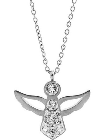 Ατσάλινο αγγελάκι με κρύσταλλα Swarovski (J1034)
