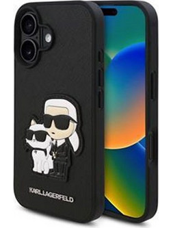 Karl Lagerfeld PU Saffiano Karl and Choupette Θήκη για iPhone 16 Μαύρο