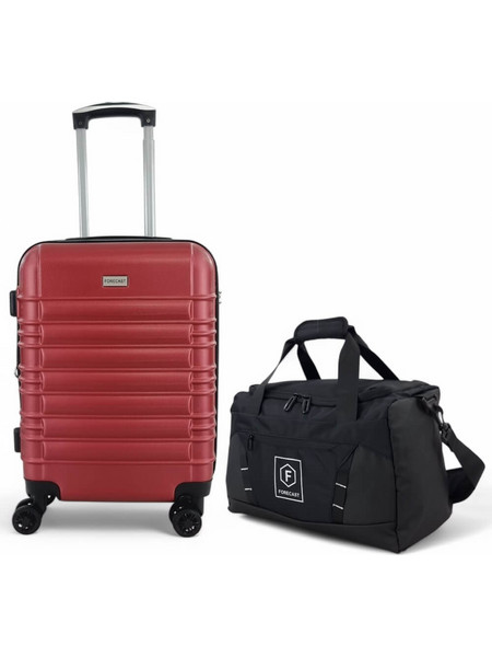 *Super Combo* Σκληρή Βαλίτσα Καμπίνας 55x40x20 με Επέκταση & Τσάντα Καθίσματος 40x30x20 Forecast DQ2207C-SET2. - Μπορντό