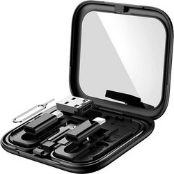 Σετ με Type C Καλώδιο Φόρτισης 60W και 3 Αντάπτορες USB - Lightning - Micro USB σε Μαύρη Θήκη HOCO U114