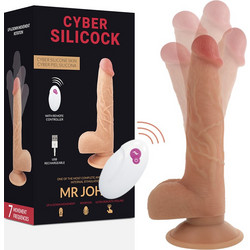 Cyber Silicock Mr John Ρεαλιστικός Δονητής για Ζευγάρια με Τηλεχειριστήριο 24cm Flesh