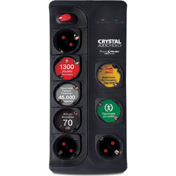 Crystal Audio CP8-1300-70 Πολύπριζο Ασφαλείας 8 Θέσεων με Διακόπτη και Καλώδιο 1.5m Μαύρο