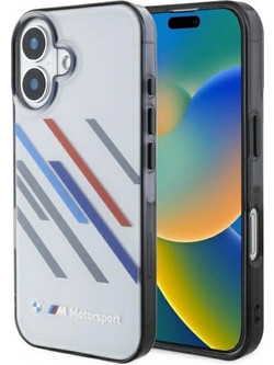 BMW Motosport IML Random Stripes iPhone 16 Plus Case - Gray
