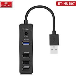 EARLDOM ET-HUB07 USB Hub 3.0 USB-A με 4 Θύρες USB-A & Εξωτερική Παροχή Ρεύματος