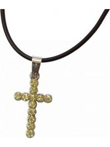 Kostibas 1321-147KY, Σταυρός, Stainless Steel, Ατσάλι, Στρας, Καουτσούκ, Ασημί/Κίτρινο