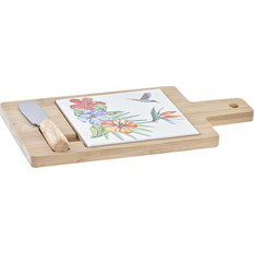 Επιφάνεια Τυριών DKD Home Decor Bamboo Αλουμίνιο Πήλινα 21,5 x 11,8 x 1,5 cm (3 Τεμάχια)
