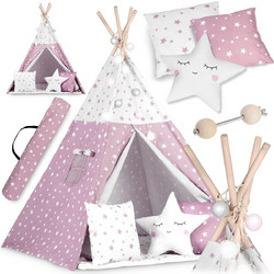 Nukido Teepee Σκηνή με Γιρλάντα & με Φώτα Pink Αστέρια
