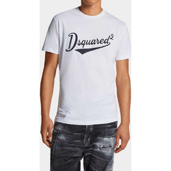 DSQUARED2 T-SHIRT ΛΕΥΚΟ ΜΕ ΛΑΙΜΟΚΟΨΗ 100%ΒΑΜΒΑΚΙ ΚΑΝΟΝΙΚΗ ΓΡΑΜΜΗ
