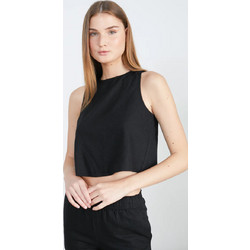 24COLOURS Top Γυναικεία Μπλούζα Linen/Viscose Relaxed Fit - Black 12336a