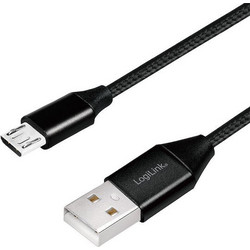 LogiLink Braided USB 2.0 to micro USB Cable Μαύρο 0.3m